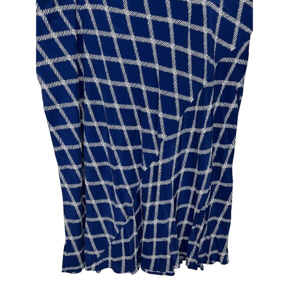 Ava & Viv Blue White Windowpane Midi A-Line Skirt Plus 2X - Picture 5 of 13